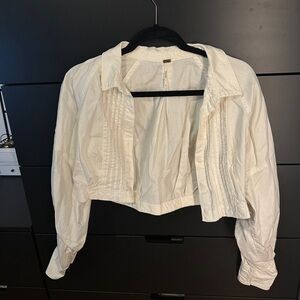 free people cropped button down